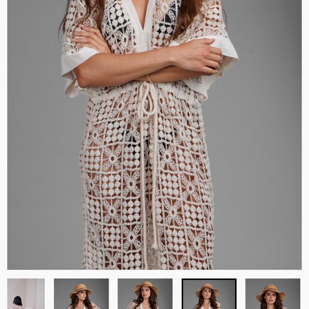 SAACHI Cream Lace Coverup with Intricate Pattern and V-Neck